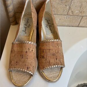 Jack Rogers Cork Espadrilles with Gold Accents Women’s Sz 11M Beach Vacation